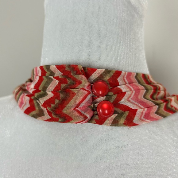 NWT! Sleeveless Silk Halter Dress Red Pink Chevron Print - Picture 9 of 11